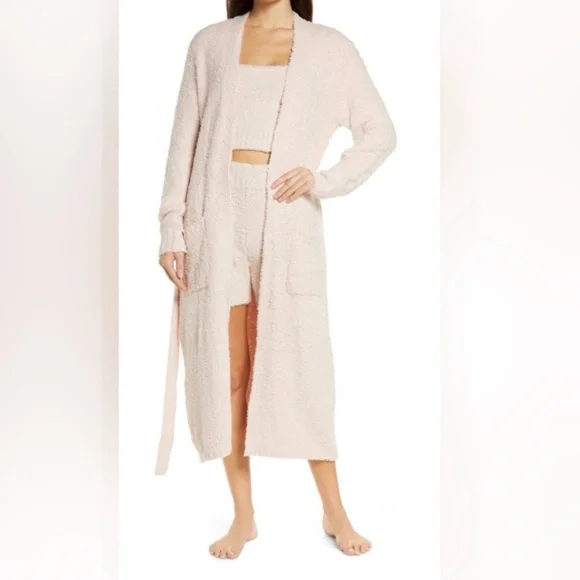 Skims Cozy Knit Robe Fuzzy Soft Ivory Cream Lounge  L/XL - Picture 2 of 9